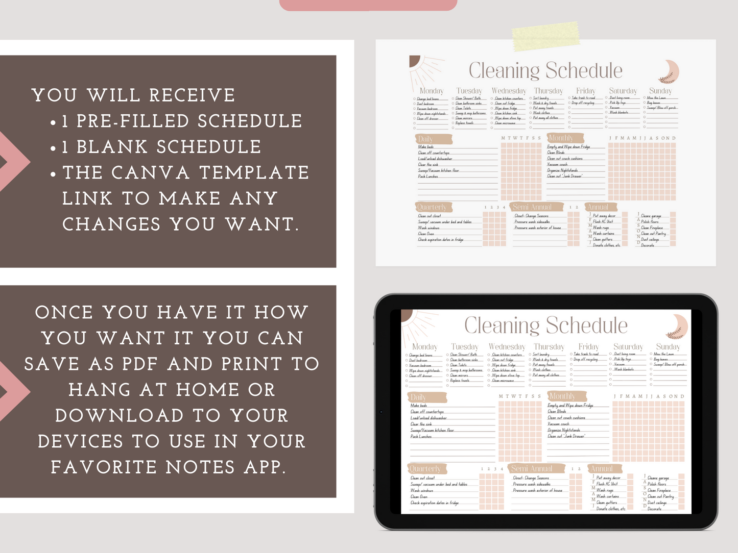 Editable Cleaning Schedule | Cleaning Checklist | PDF & Canva Template | Printable | Goodnotes | Weekly Chores | ADHA Cleaning List