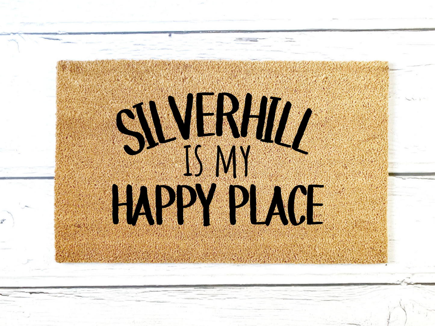 My Town is my Happy Place Doormat | Custom Doormat | Closing Gift | Welcome Doormat | Front Door Mat | Home Decor | Wedding l Personalized