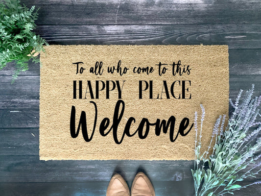 Walt Disney Doormat | Happy Place | Disney Gift | Custom Doormat | Closing Gift | Welcome Doormat | Front Door Mat | Home Decor|Disney Gift