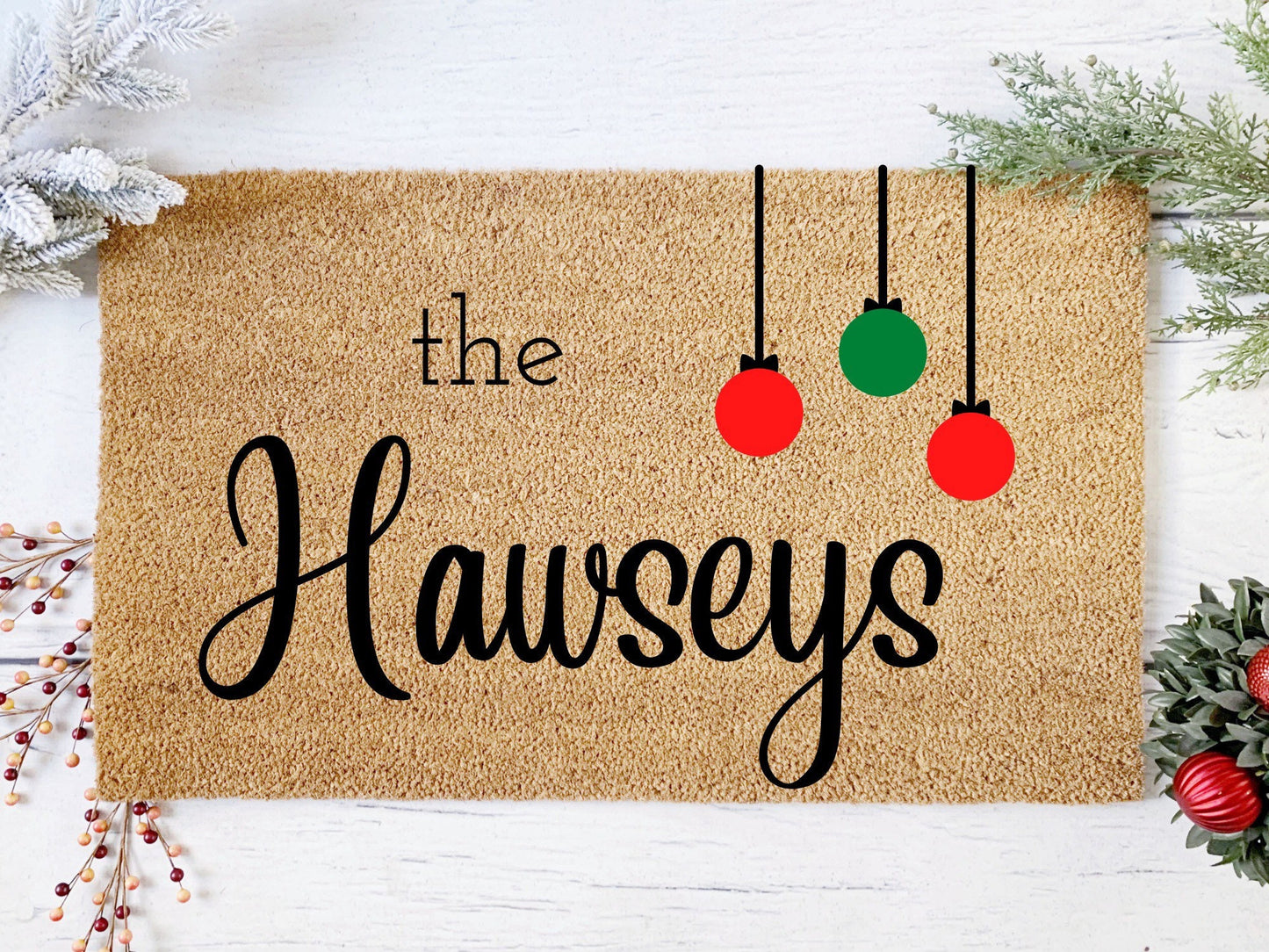 Personalized Christmas Doormat | Custom Painted Doormat | Housewarming Gift | Closing Gift | Welcome Doormat | Front Door Mat | Home Decor