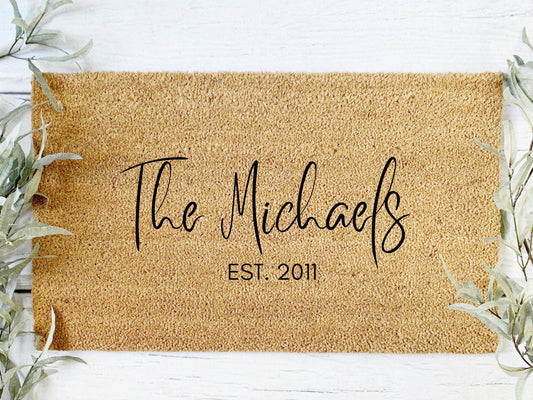 Family Name Doormat | Custom Painted Doormat | Housewarming Gift | Closing Gift | Welcome Doormat | Front Door Mat