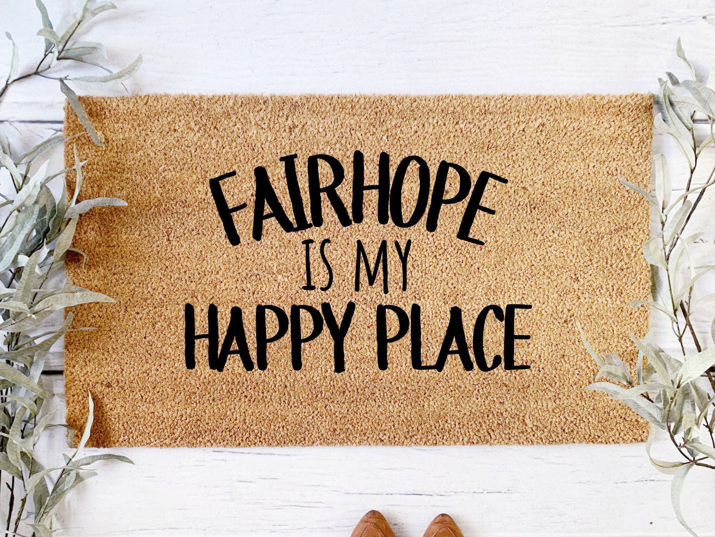 My Town is my Happy Place Doormat | Custom Doormat | Closing Gift | Welcome Doormat | Front Door Mat | Home Decor | Wedding l Personalized