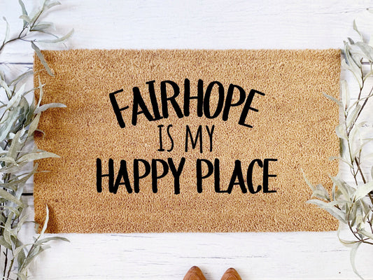 My Town is my Happy Place Doormat | Custom Doormat | Closing Gift | Welcome Doormat | Front Door Mat | Home Decor | Wedding l Personalized
