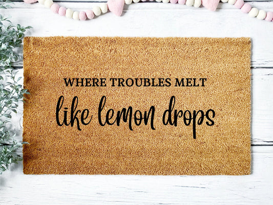 Lemon Drops Doormat | Custom Painted Doormat | Welcome Doormat | Front Door Mat | Home Decor | Over the Rainbow