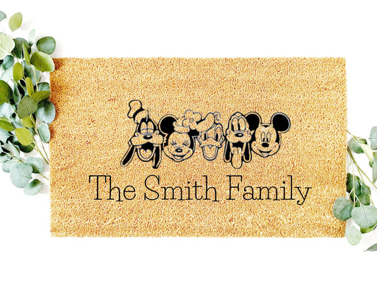 Mickey & Friends Doormat | Housewarming Gift  | Custom Doormat | Closing Gift | Welcome Doormat | Front Door Mat | Home Decor|Disney Gift