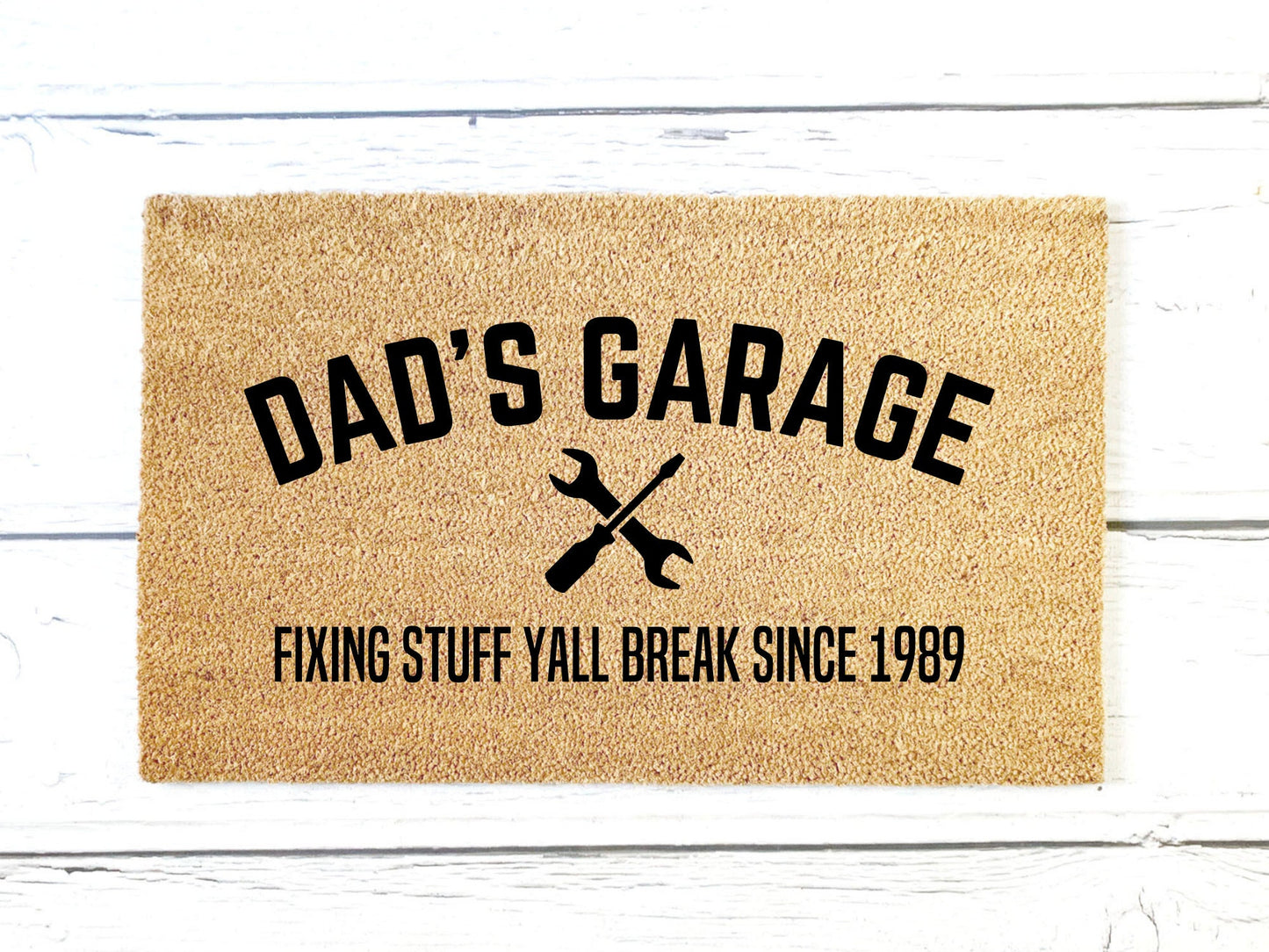 Dad's Garage Doormat | Custom Doormat | Closing Gift | Welcome Doormat | Front Door Mat | Home Decor | Fathers Day Gift